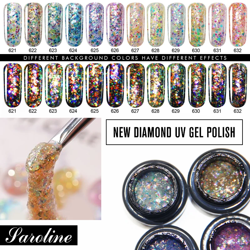 

Saroline Diamond Flash Color Nail Gel Polish 5ml Enamels Semi Permanentes UV Gel Varnish Professional Base Top Coat Lacquer