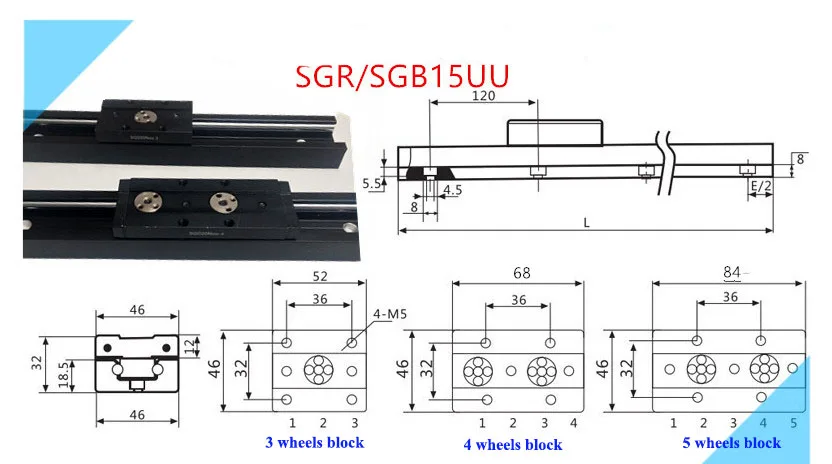 1 м линейная направляющая SGR 28 мм 38 мм 44 мм 46 мм 47 мм 60 мм ширина направляющая Встроенная двухосевая направляющая слайдер алюминиевая роликовая Направляющая