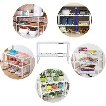

2-layer Expandable Home Kitchen Storage Rack Multifunction Racks Adjustable Stainless Steel Sink Rack Kitchen Bathroom Organizer