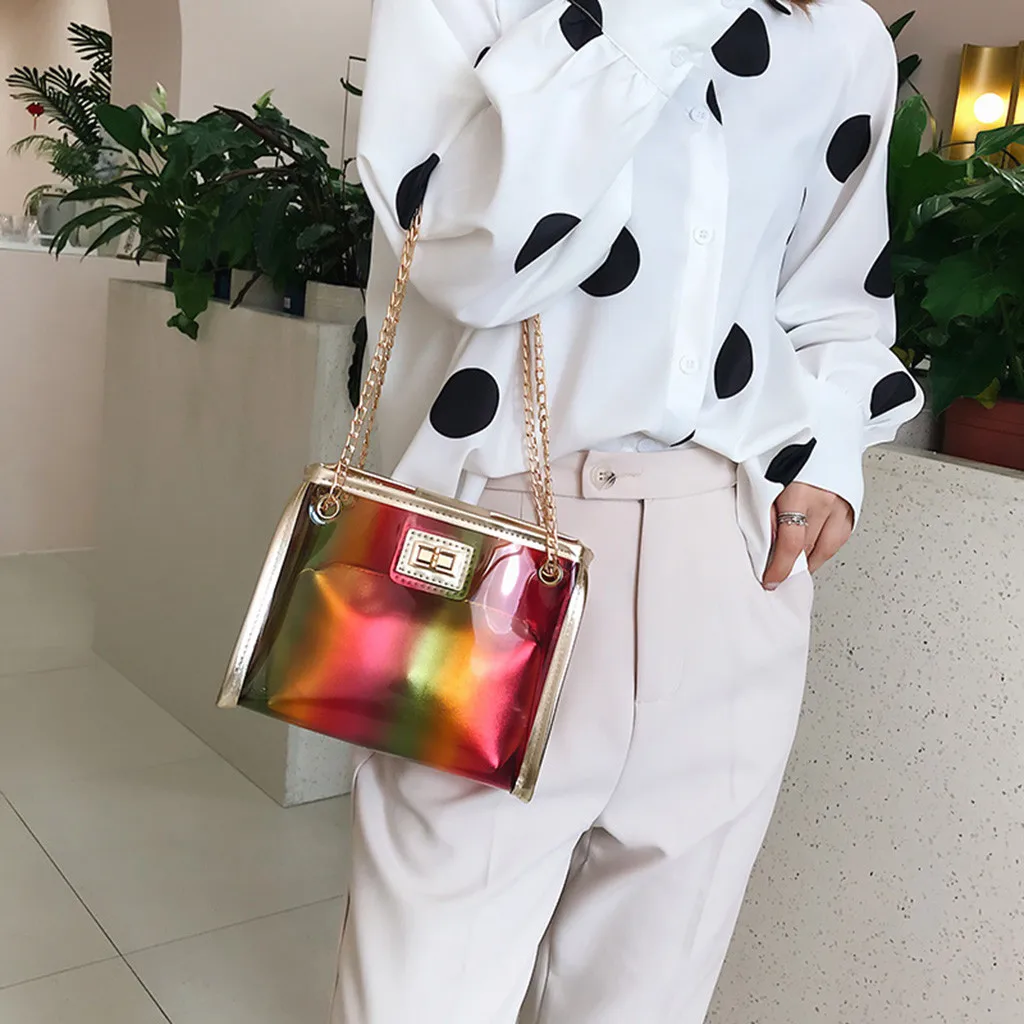 

Transparent Bag Women Jelly Bag Chain Messenger Bags Simple Phone Package Fashion Crossbody Handbag Sac Transparent Femme 2019