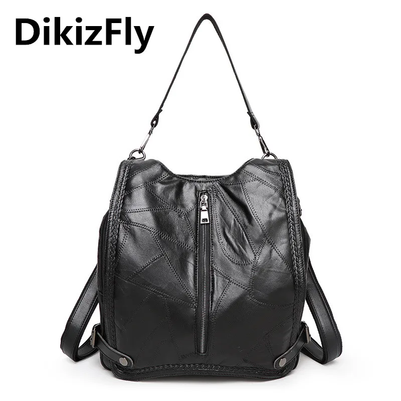 DikizFly brand Shoulder bags Casual Genuine Leather handbag Soft Sheepskin font b women b font bags