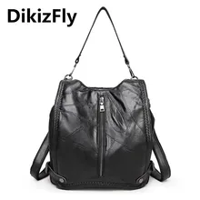 DikizFly marca bolsos de Hombro Informal bolso De Cuero Genuino bolsos de las mujeres de piel de Oveja Suave bolsa grande escuela de la capacidad