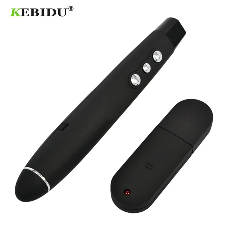 

Kebidu RF Remote Control Wireless USB PowerPoint Red Laser Pointer Pen Clicker Page Turning Lecture for PPT Presenter Newest