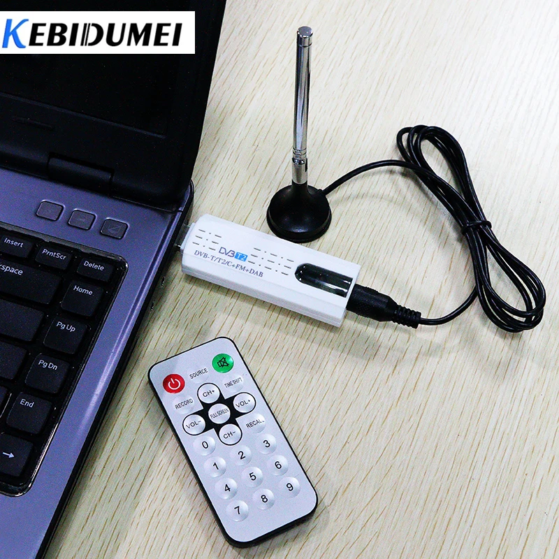 Kebidumei цифровой спутниковый DVB T2 FM USB ТВ палка тюнер с антенной приемник дистанционного HD ТВ для DVB-T2/DVB-C/FM/DAB ПК ноутбук ТВ