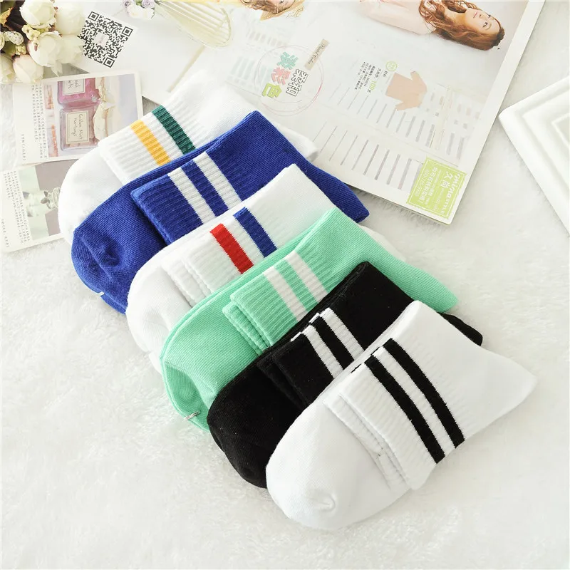 

Spring Autumn Women Fashion White Socks Stripe Solid Color Socks Girls Socks