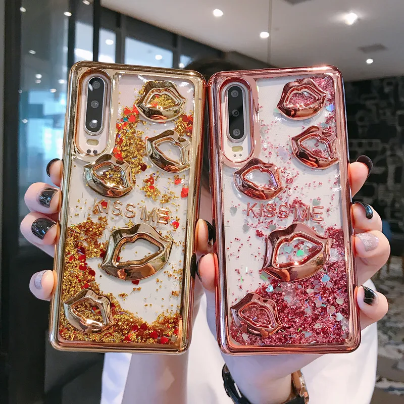 Kiss Me Electroplate Liquid Quicksand Case For Huawei P20 Pro Lite Glitter Sparkle TPU P30 |