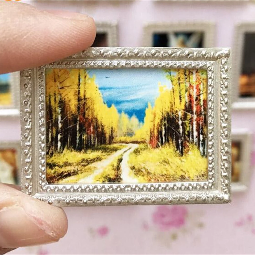Vintage Miniature Dollhouse Framed Wall Painting 1:12 Doll Home Decor PipCO 