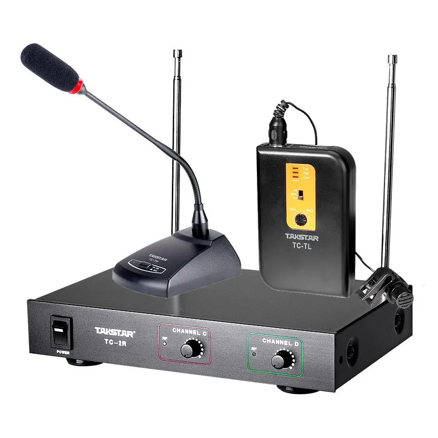 Takstar Tc2r 2channel Vhf Wireless Microphone System With 1 Receiver And 2 Transmitters For