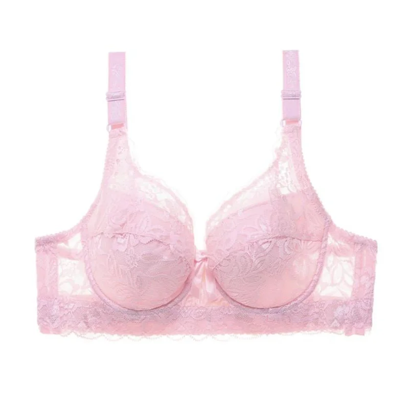 Sexy Lace Bra Plus size B C D Cup Underwire Adjustment Gather Lingerie Bras For Women push up bra Embroidery Underwear Tops pink Sexy Lace Bra Plus size B C D Cup Underwire Adjustment Gather Lingerie Bras For Women push up bra Embroidery Underwear Tops pink