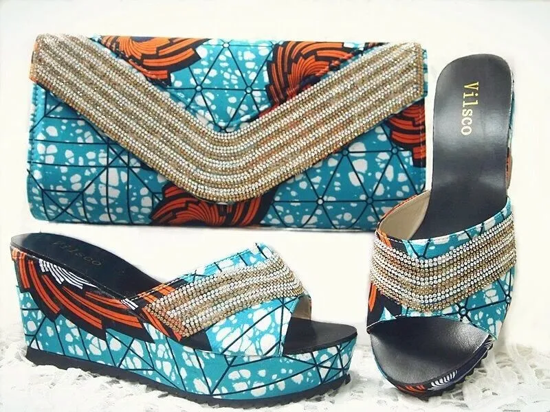 2017 New Coming African Sandals Italian Shoes and Bags To Match Shoes with Bag Set Italian