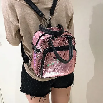 

Women Sequins Backpacks Teenage Girls Travel Large Capacity Bags Portable Party Mini School Bags Shoulder Bag for Lady mochila