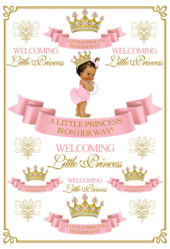 ML Photography Backdrop 5x7 Cute Cartoon Pink Background for Princess Personalized Name 1st Birthday Backdrops for Kids 