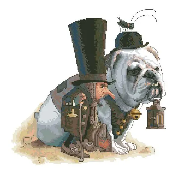 Cross Stitch Kit Le Compagnons shar pei dog and fairy nimue normal