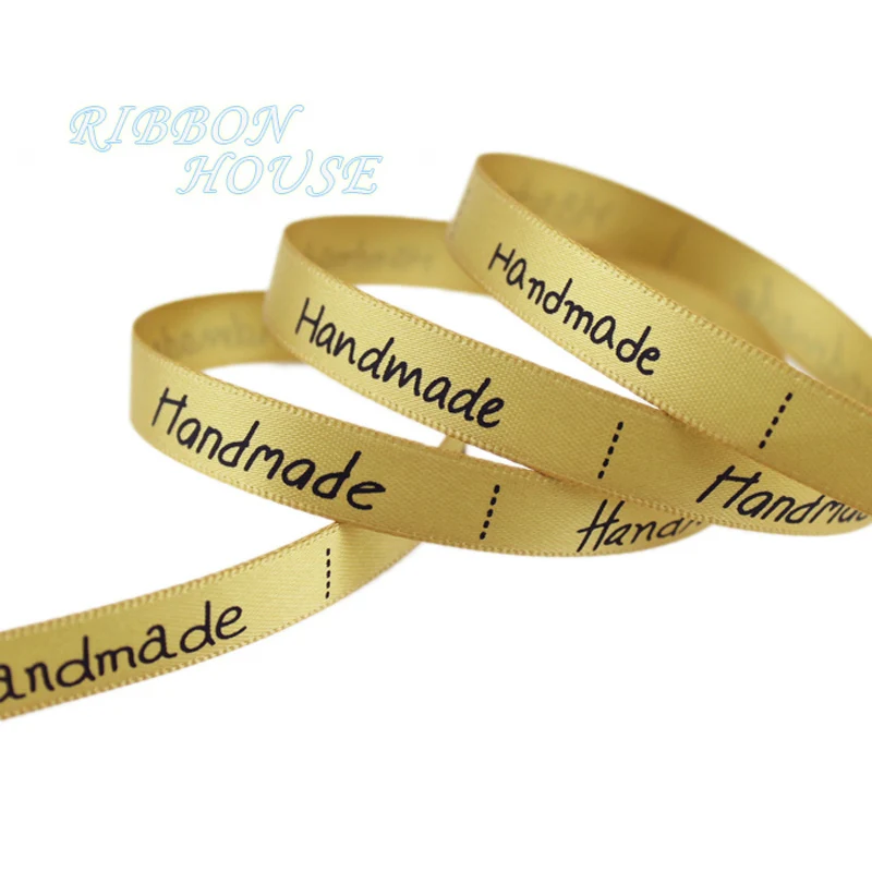 Buy (10 yards/lot)3/8'' (10mm) Gold printed grosgrain