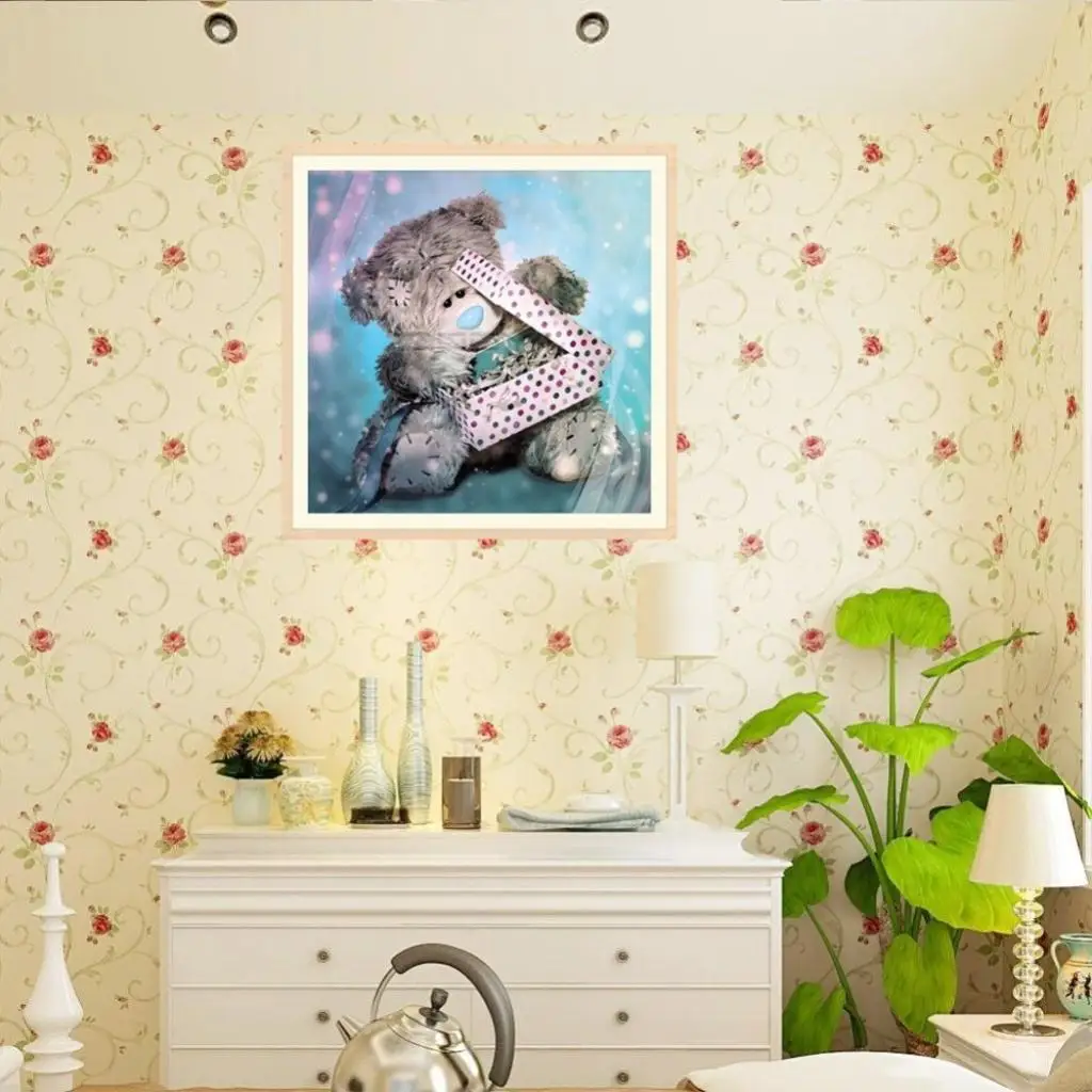 Cute Bear Diamond Painting Kit, 5D DIY Diamond Embroidery Rhinestone Cross Stitch Painting Home Decor for Adults Paint By Number