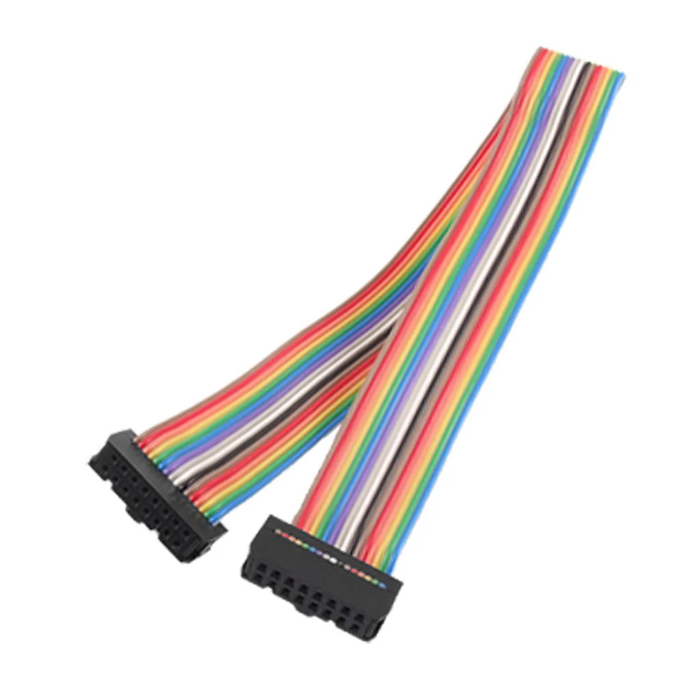 Promotion! 2.54mm Pitch 16 Pin Female to Female IDC Connector Rainbow Color Ribbon Flat Cablein
