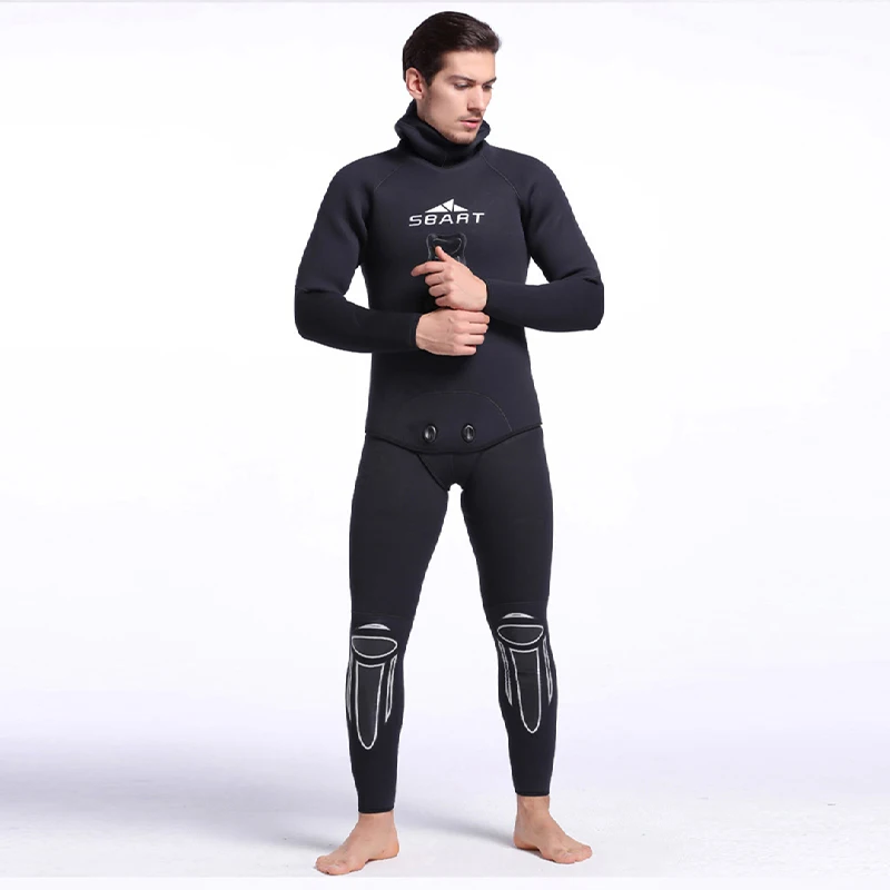 

Mens Neoprene 3mm 5mm Dive Wetsuit Warm Winter Swimming Surfing Long Sleeve Hooded Two-piece Thicker Diving Swimming Equipment