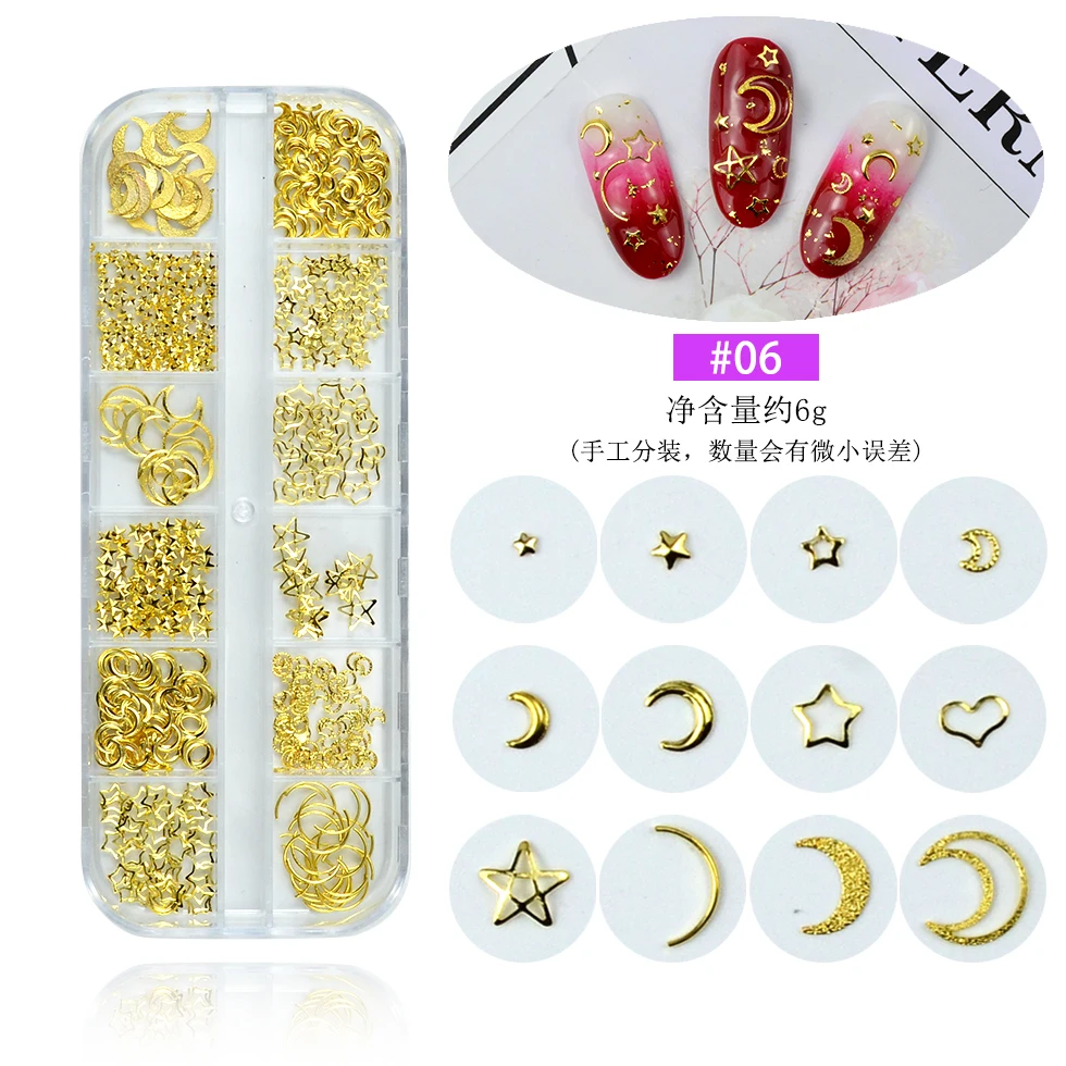 12 Grids Multi Style Glass Nail Rhinestones Mixed Colors AB Crystal Caviar 3D Charm Pearl DIY Alloy Manicure Nail Art Decoration