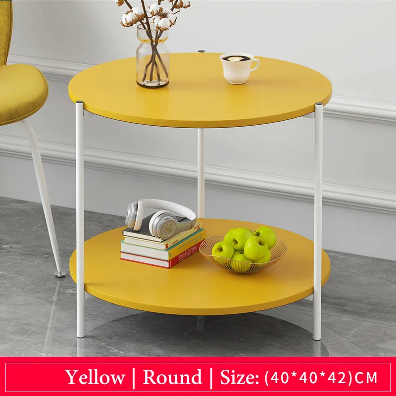 Двухслойный журнальный столик с мраморной текстурой и деревом, столик для гостиной и дивана, маленький обеденный стол, маленький столик, мебель для дома - Цвет: Round-yellow