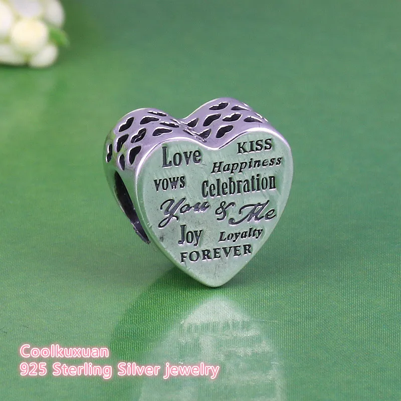 

925 Sterling Silver Celebration Heart Charm Beads Fits Original Pandora bracelets Jewelry Making Diy Brand Logo news