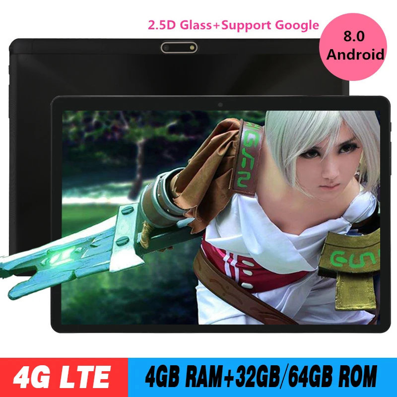 Google Play/Youtube/Play Store 2.5D стекло 10-дюймовый планшет Android 8 0 4 Гб ОЗУ 64 ПЗУ ядер 1280*800 IPS Wifi