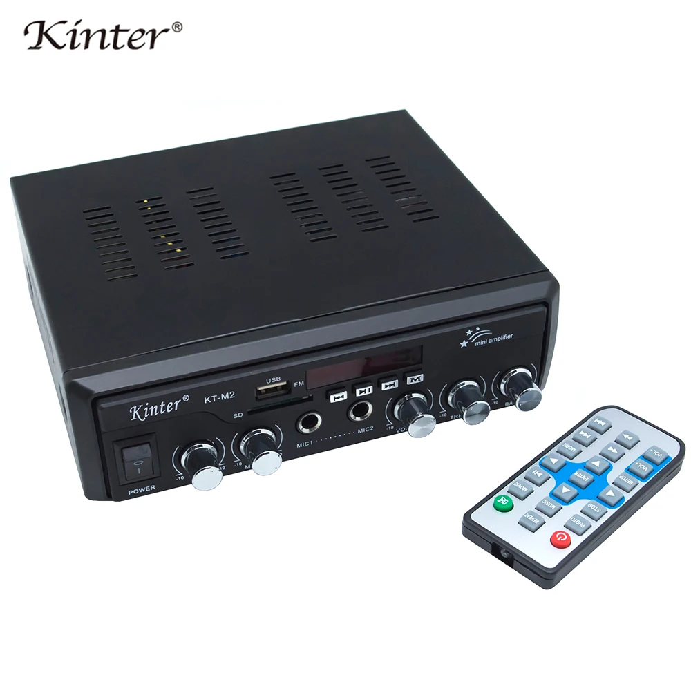 Kinter M2 караоке усилитель с USB SD AUX FM входом воспроизведение аудио и видео по