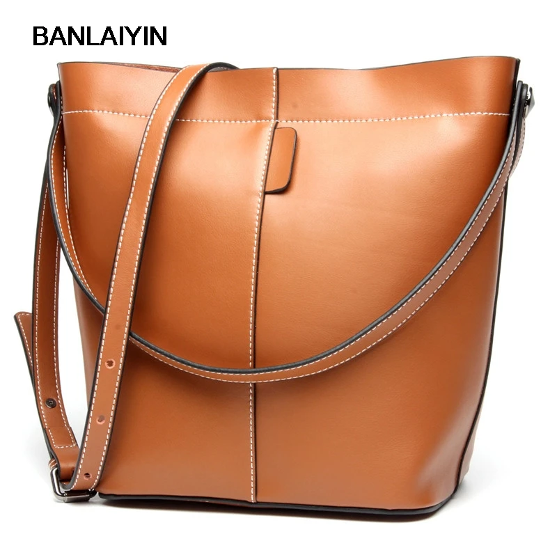 

New LUXURY Cow Split Leather Women Shoulder Bag Brand Designer Handbags Crossbody Bag Bucket Shopping Bag