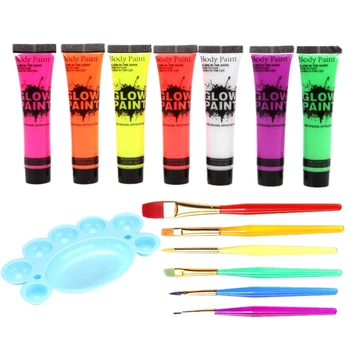

14 Pieces / Set Of Body Art Paint Luminous Human Body Paint Pigment Neon Fluorescent Party Holiday Halloween Role Play Makeup