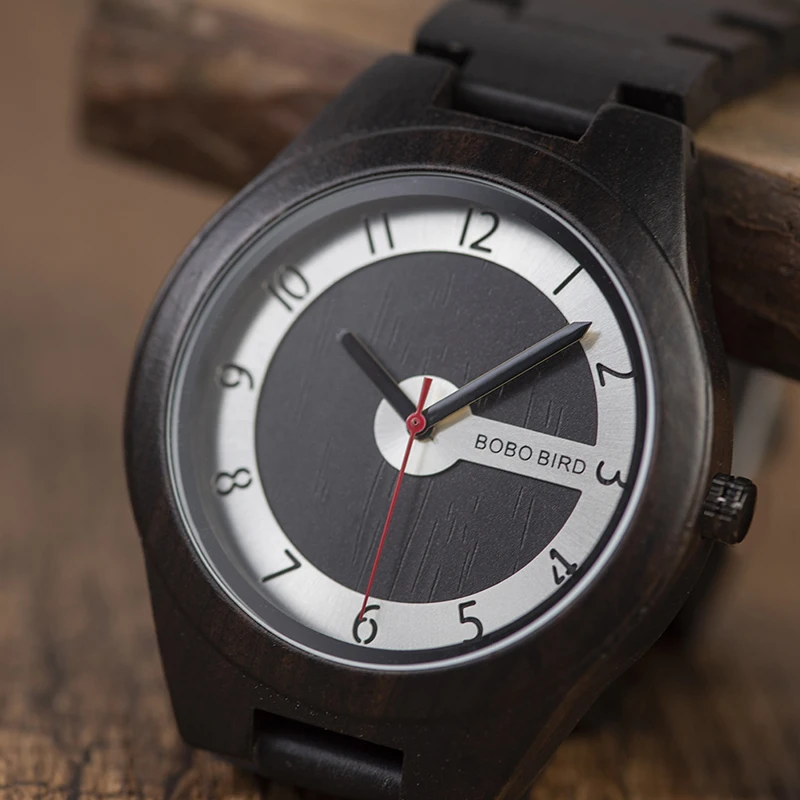BOBO BIRD Man Watch Black Wooden Minimalist Watches for Men Personalized Gift Hommes Montres