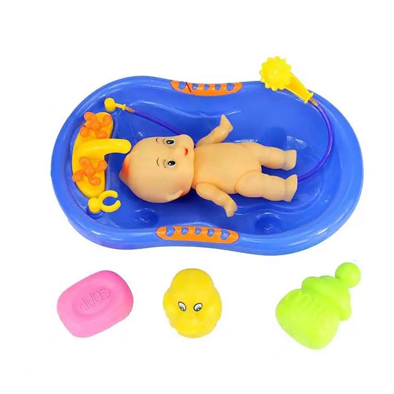Baby Doll in Bath Tub With Shower Accessories Set Kids Pretend Role Play Toy Random Color @Z251 775 YJS Dropship