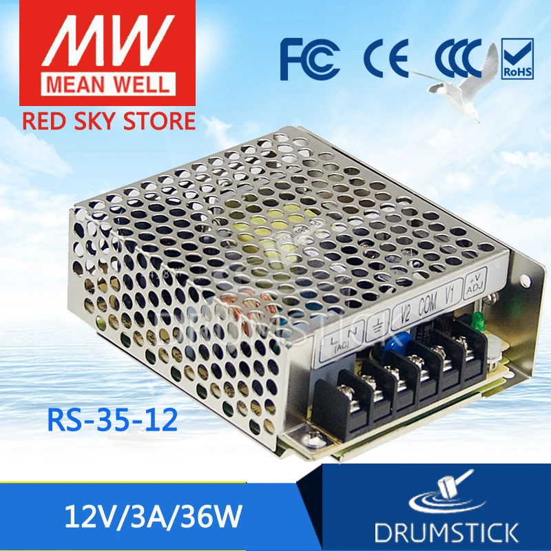 

[NC-C] Super value! MEAN WELL original RS-35-12 12V 3A meanwell RS-35 12V 36W Single Output Switching Power Supply
