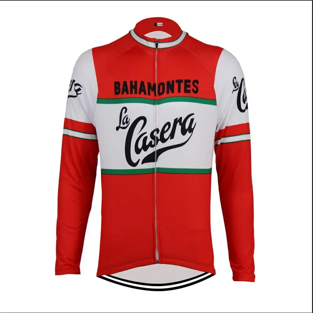 LA men Ретро длинный рукав Велоспорт Джерси Красная велосипедная одежда велосипед mtb езда гоночная одежда быстросохнущая - Цвет: Photo style