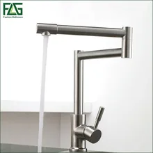 FLG 304 Stainless Steel Lead-free Folding Kitchen Faucet Mixer 360 Degree Swivel Single Handle Nickel Kitchen Sink Taps CS012