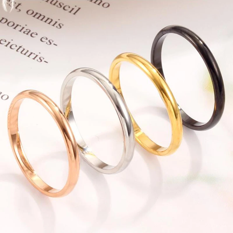 Маленькие кольца из нержавеющей стали для женщин, серебряное черное розовое золото, кольцо с хвостом, модные ювелирные изделия