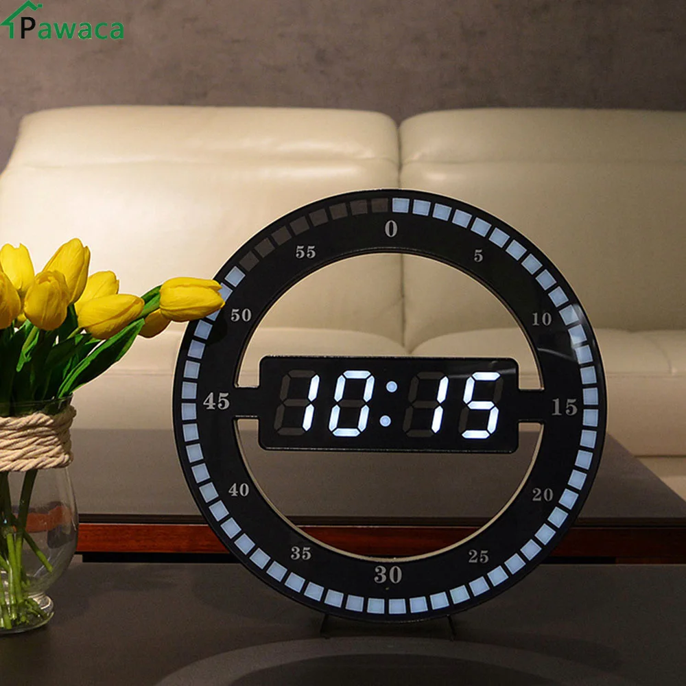 

Home & Office Decor Creative Annular Design Lightness Smart Adjusting Hanging Number Led Display Desktop Digital Table Clocks