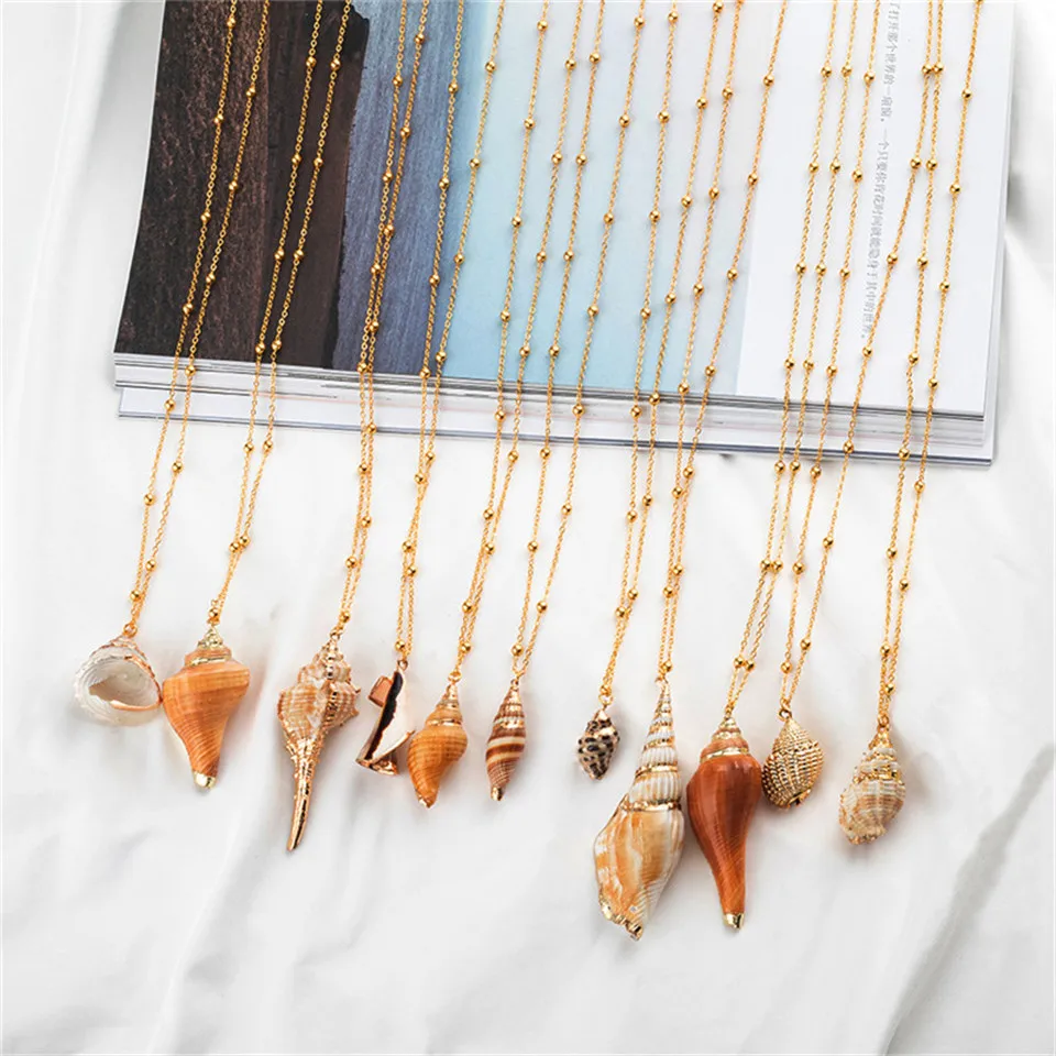 20 Styles Seashell Pendants Initial Necklace female Statement Jewlery 5