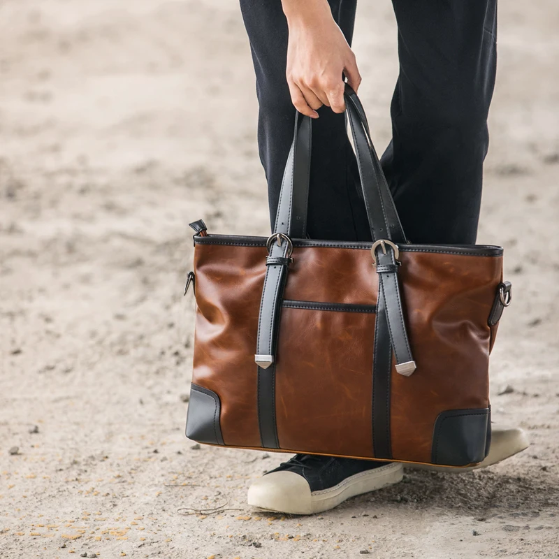 Men/'s PU Leather Shoulder Bag Briefcase Business Handbag Crossbody Tote Bags