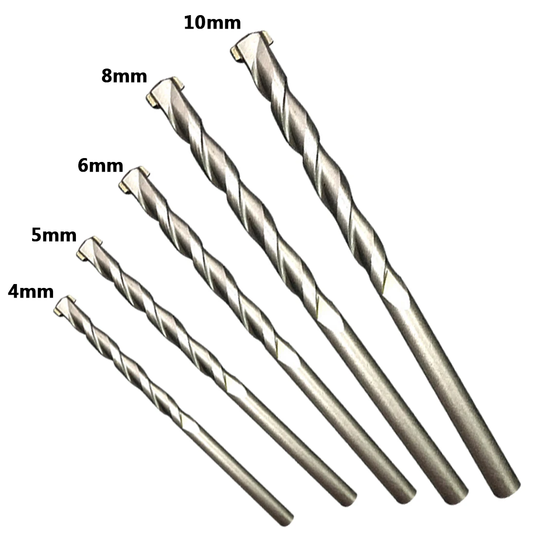 Kopen 4 5 6 8 10mm Rotary Steenboren 1 st Gegalvaniseerd Boren Ronde Shank Spiral Fluit voor Boren beton Baksteen Tegel
