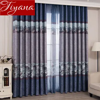 

New Chinese Style Scenic Curtain for Window Bedroom Printed Voile Sheer Fabric Drapes for Living Room Blackout Tulle X483#30