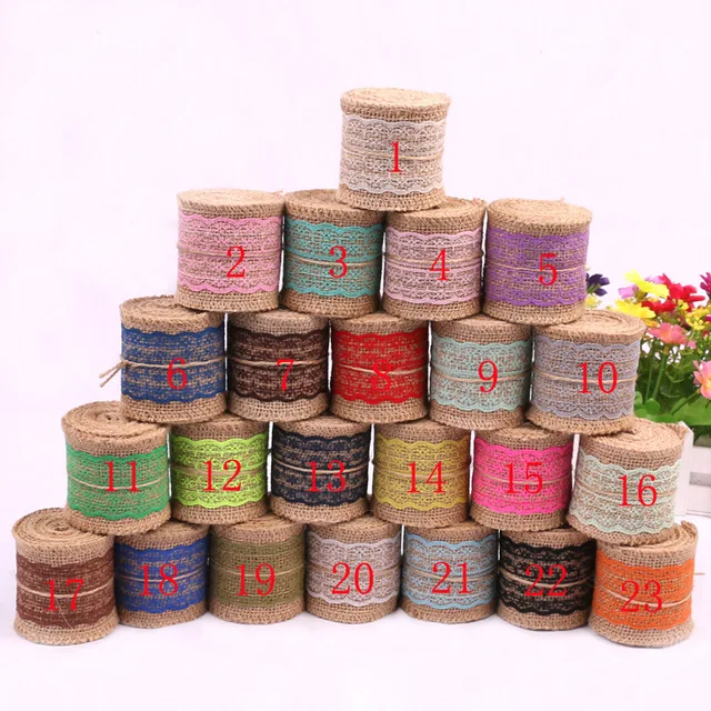 NEW 2m Rolls 6cm Sewing Fabric Lace Linen Burlap Ribbon Trims Rustic Wedding Dress Decor NEW 2m Rolls 6cm Sewing Fabric Lace Linen Burlap Ribbon Trims Rustic Wedding Dress Decor
