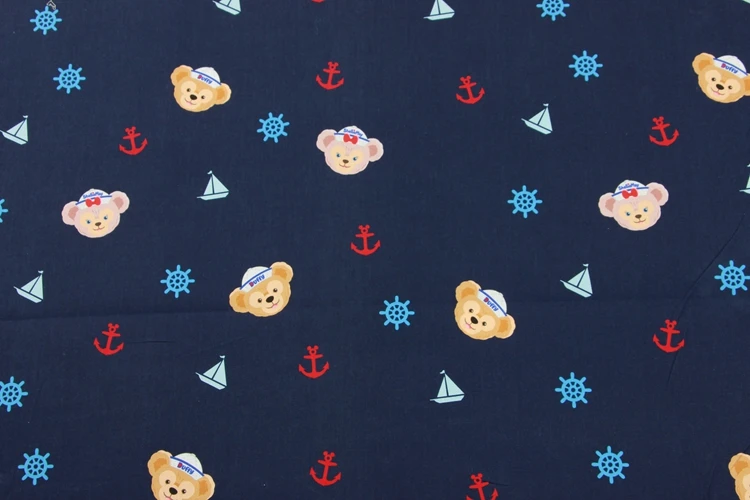 Полметра хлопок поплин Медвежонок печати ткани, ручной DIY одежды платье Детская одежда B53