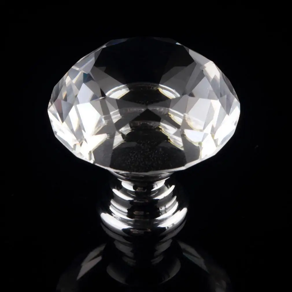 

Hot 30mm Diamond Crystal Acrylic Door Drawer Cabinet screw Pull Handle Knob