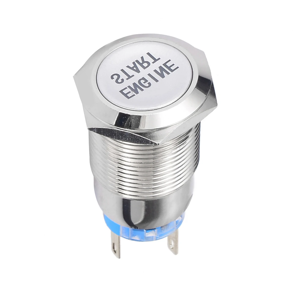 New Metal LED Momentary Off/On/Off Push Button Switch Waterproof 12V 19mm Car Engine Start Button Switch White LED