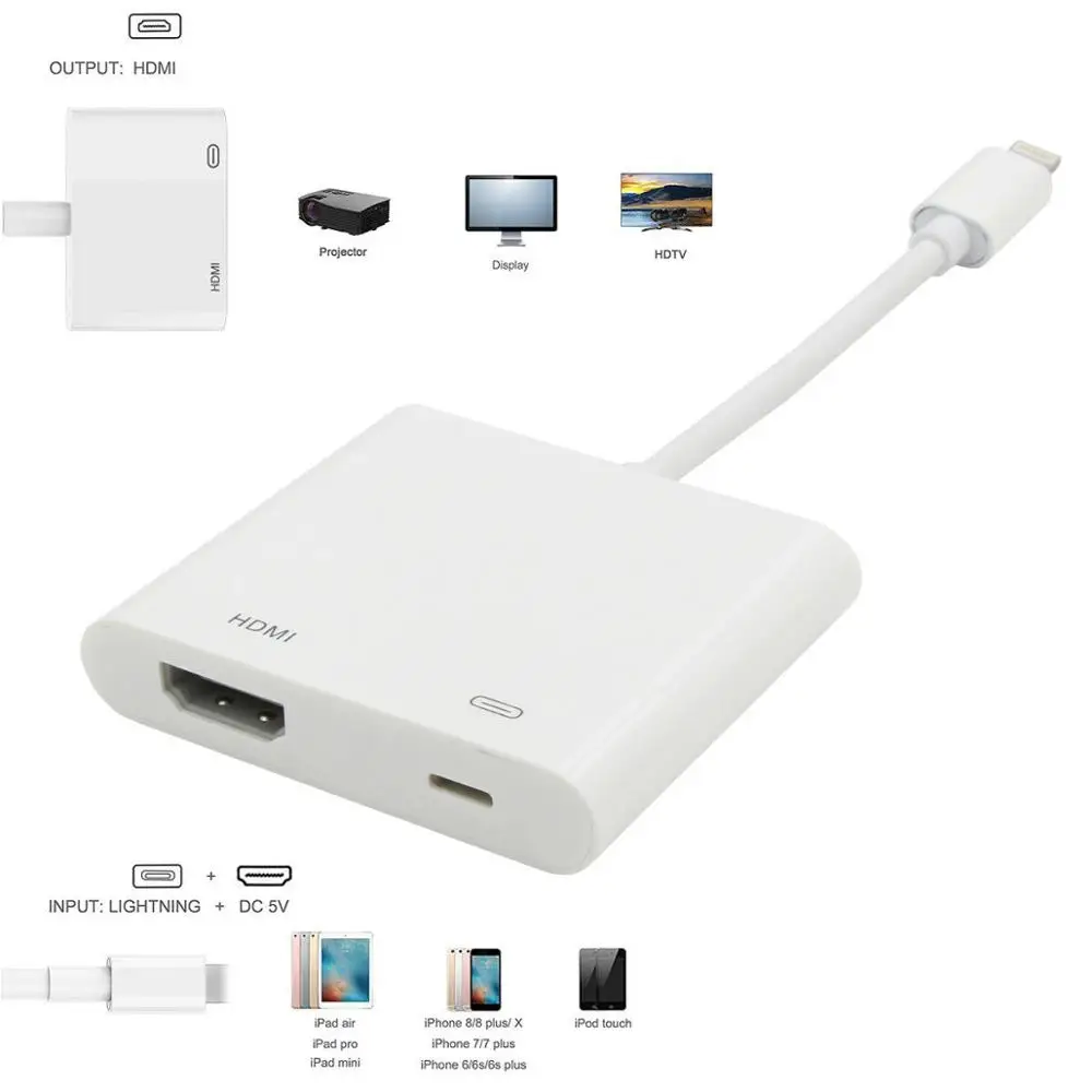 Для Lightning-Digital AV HDMI 4K USB кабель для iPhone-HDMI разъем адаптера 1080P HD адаптеры для iPhone XS X iPad Air 3