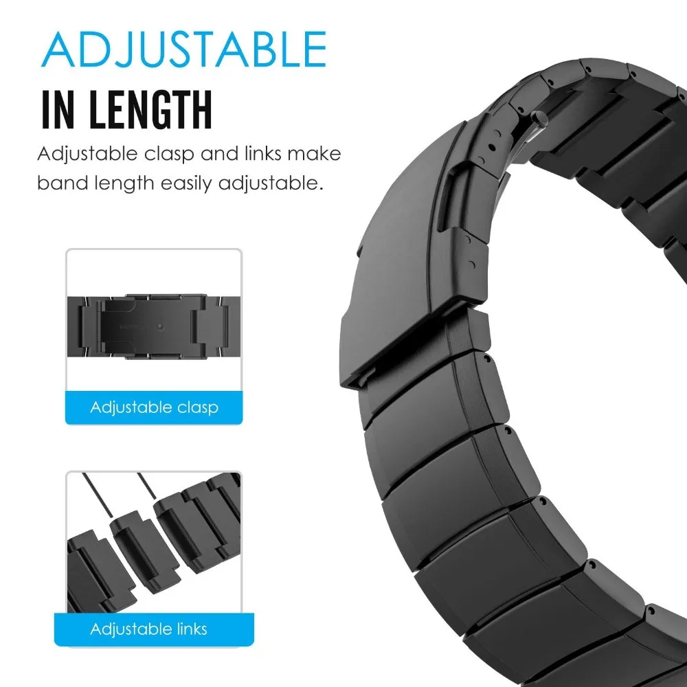 para Huami Amazônia Pulseira de Aço Bandas para Huami 47mm de Metal Inoxidável Bandas Ritmo Stratos 2 2s Pulseira Gtr 42mm –