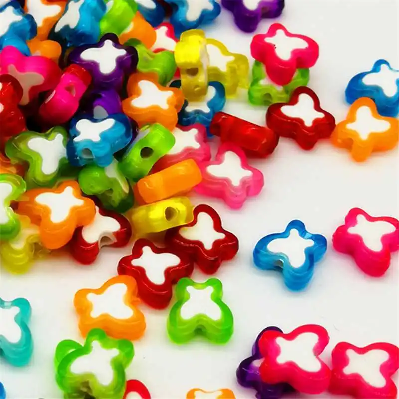 

DIY 4*10mm 50Pcs/Lot Fashion Cheap New Butterflies Acrylic Beads Candy Color Acrylic Spacer Beads Jewelry Accessoires Wholesale