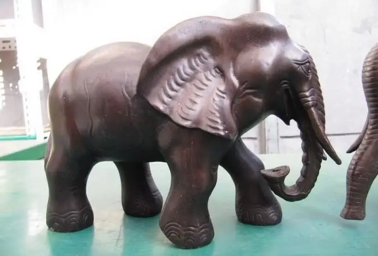 7 китайских медных бронзовых резных двух супружных слонов|statue|statue elephantstatue bronze |