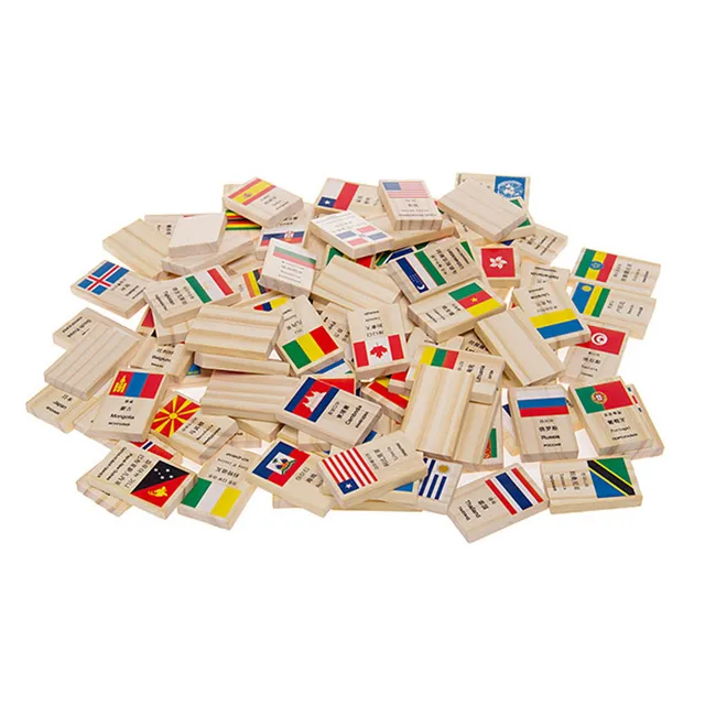 US $13.09 100pcs/Lot Wooden Board Toys Game Early Learning Cognitive Wood Domino Solitaire Early Learning Edu