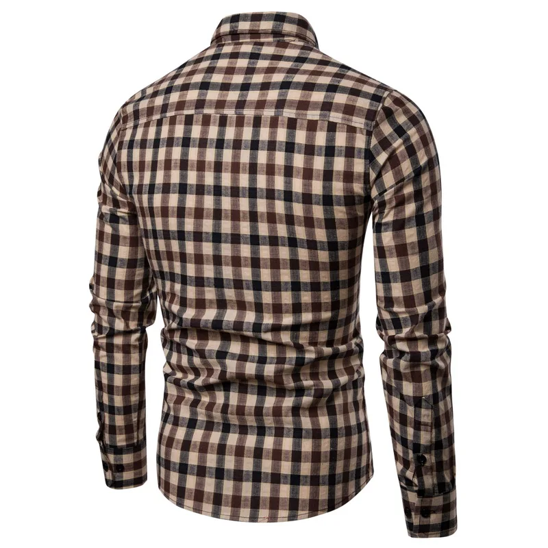 Drop Shipping Men Plaid Shirt Long Sleeve Cotton Shirts 2019 Fashion Casual Multi-color Checkered Chemise Homme Man Clothes