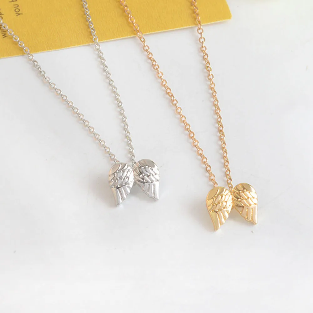 

Hot Sale guardian angel, angel wings gold color plated Pendant necklace Clavicle Chains Statement Necklace Women Jewelry
